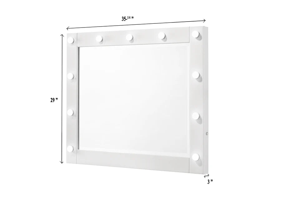 Avery White Makeup Vanity Set with LED Mirror
