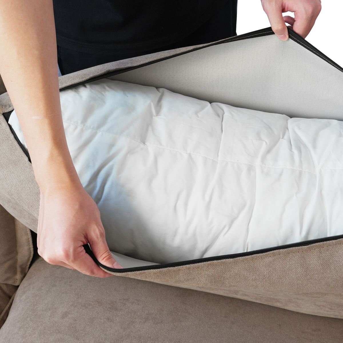 Contemporary Linen-Look Sectional with Wireless Charging