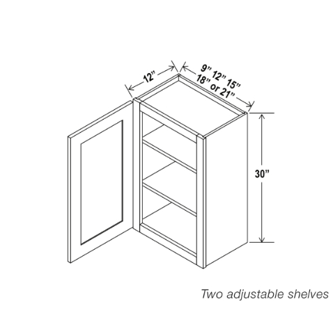 Armario de pared blanco Shaker de una puerta de 30″ de alto
