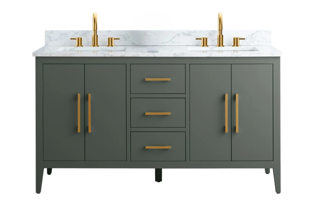 60 in. Double Sink Bathroom Vanity with Engineered Marble Top