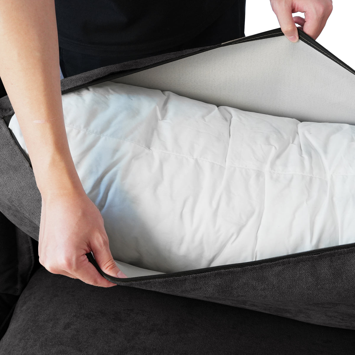 Contemporary Linen-Look Sectional with Wireless Charging