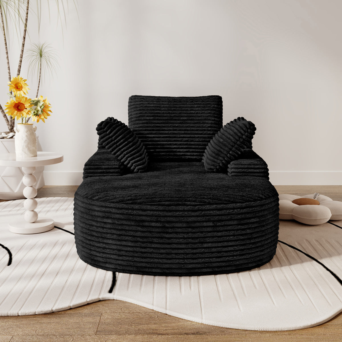 Corduroy Chaise Lounge Accent Chair with Dual Armrests
