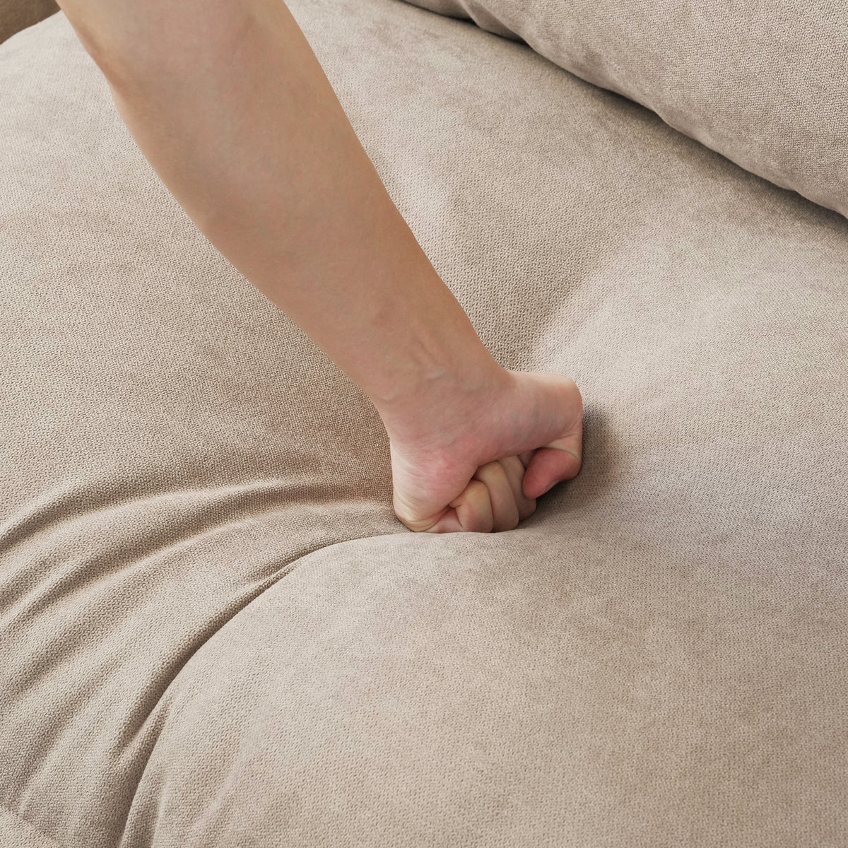 Contemporary Linen-Look Sectional with Wireless Charging