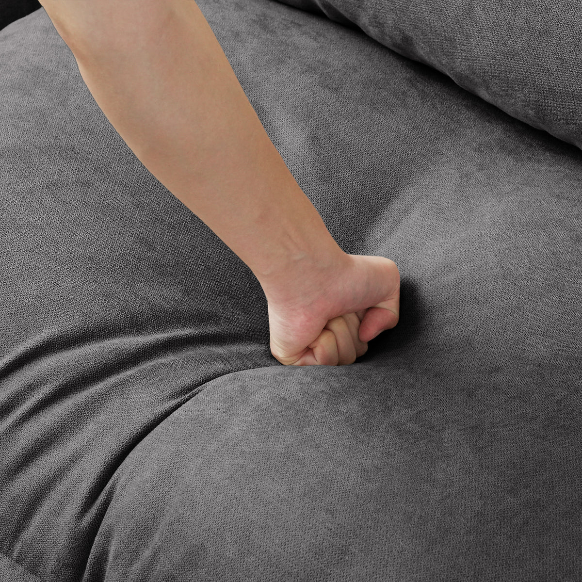 Contemporary Linen-Look Sectional with Wireless Charging