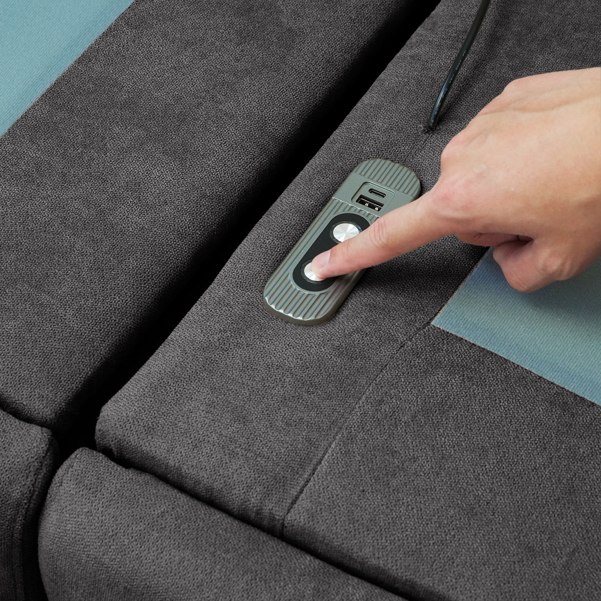 Contemporary Linen-Look Sectional with Wireless Charging