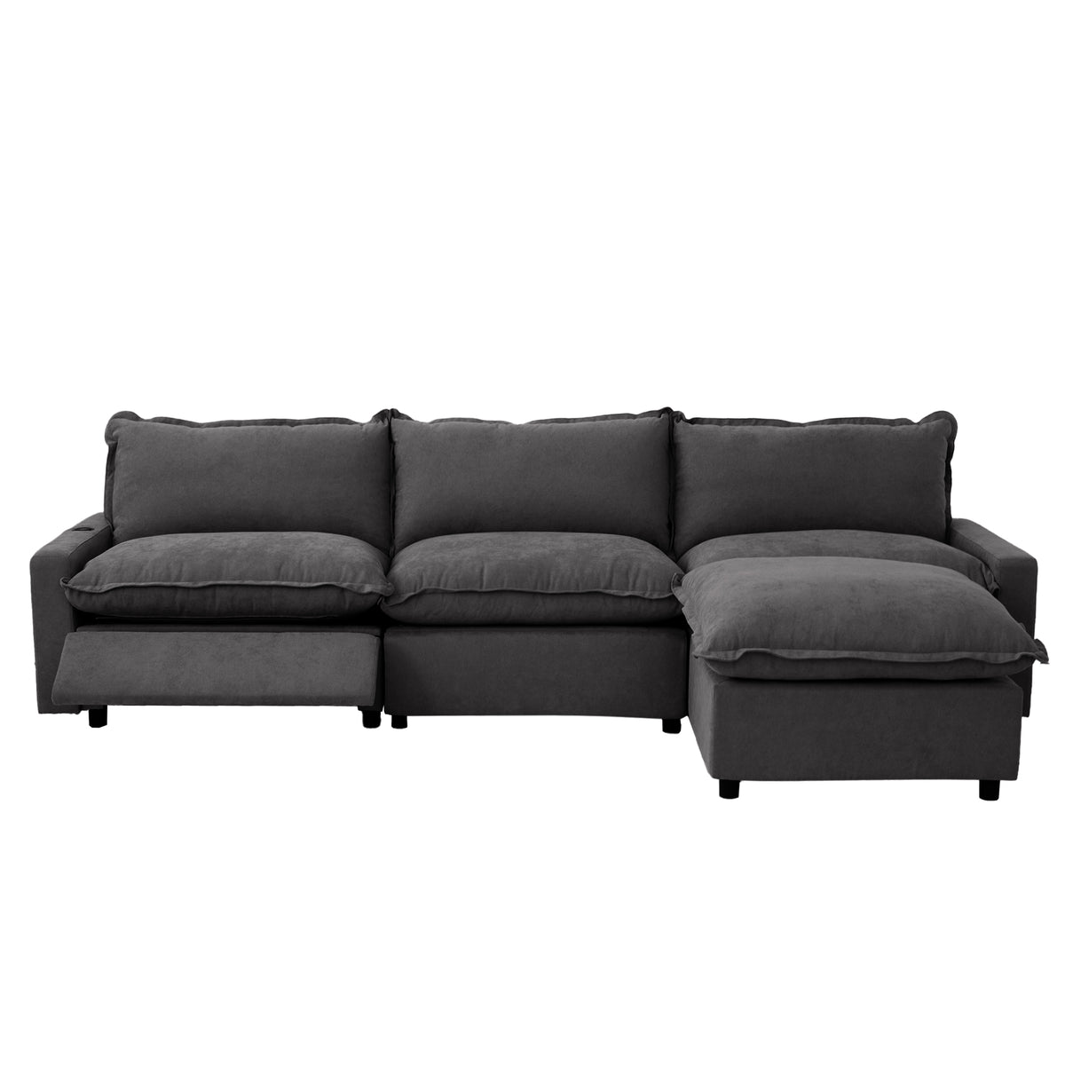 Contemporary Linen-Look Sectional with Wireless Charging