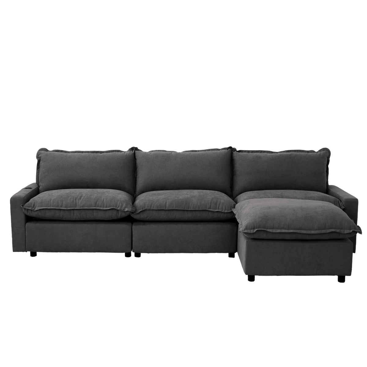 Contemporary Linen-Look Sectional with Wireless Charging
