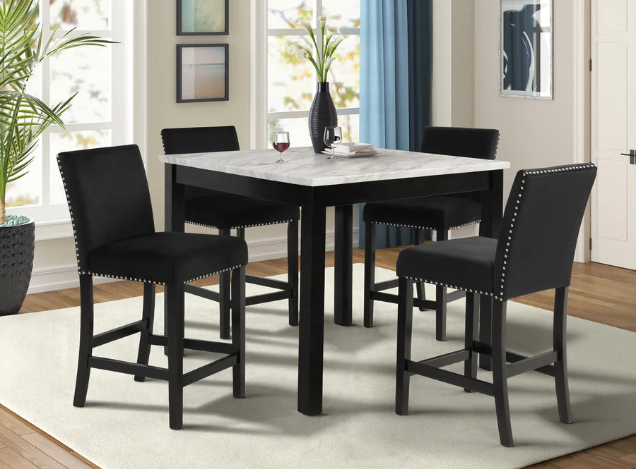 Lennon Velvet 5-Piece Counter Height Set