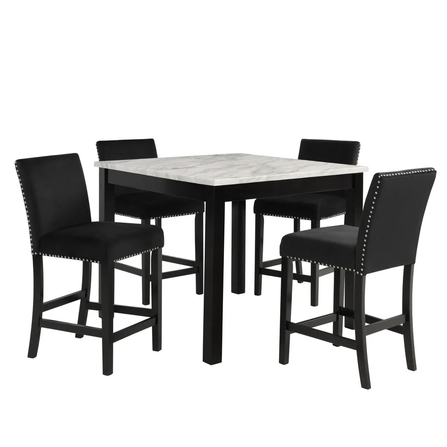 Lennon Velvet 5-Piece Counter Height Set
