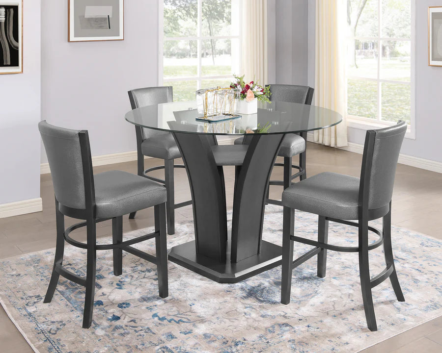 Camelia Gray 5- or 7-Piece Counter Height Set