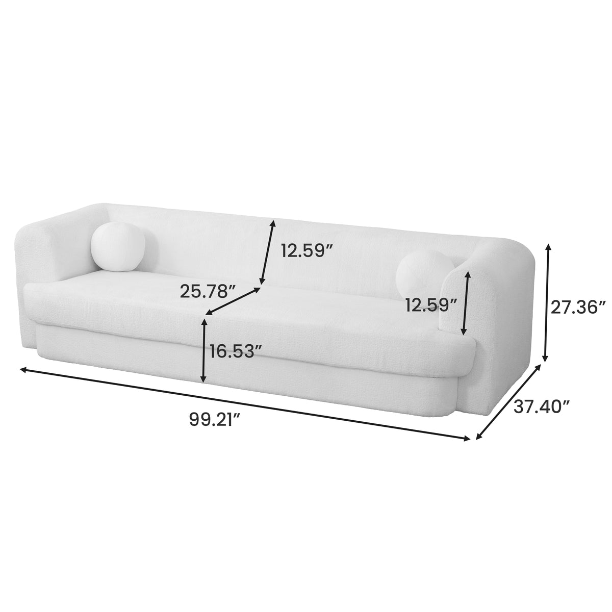 Sherpa White Wide-Seat Sofa
