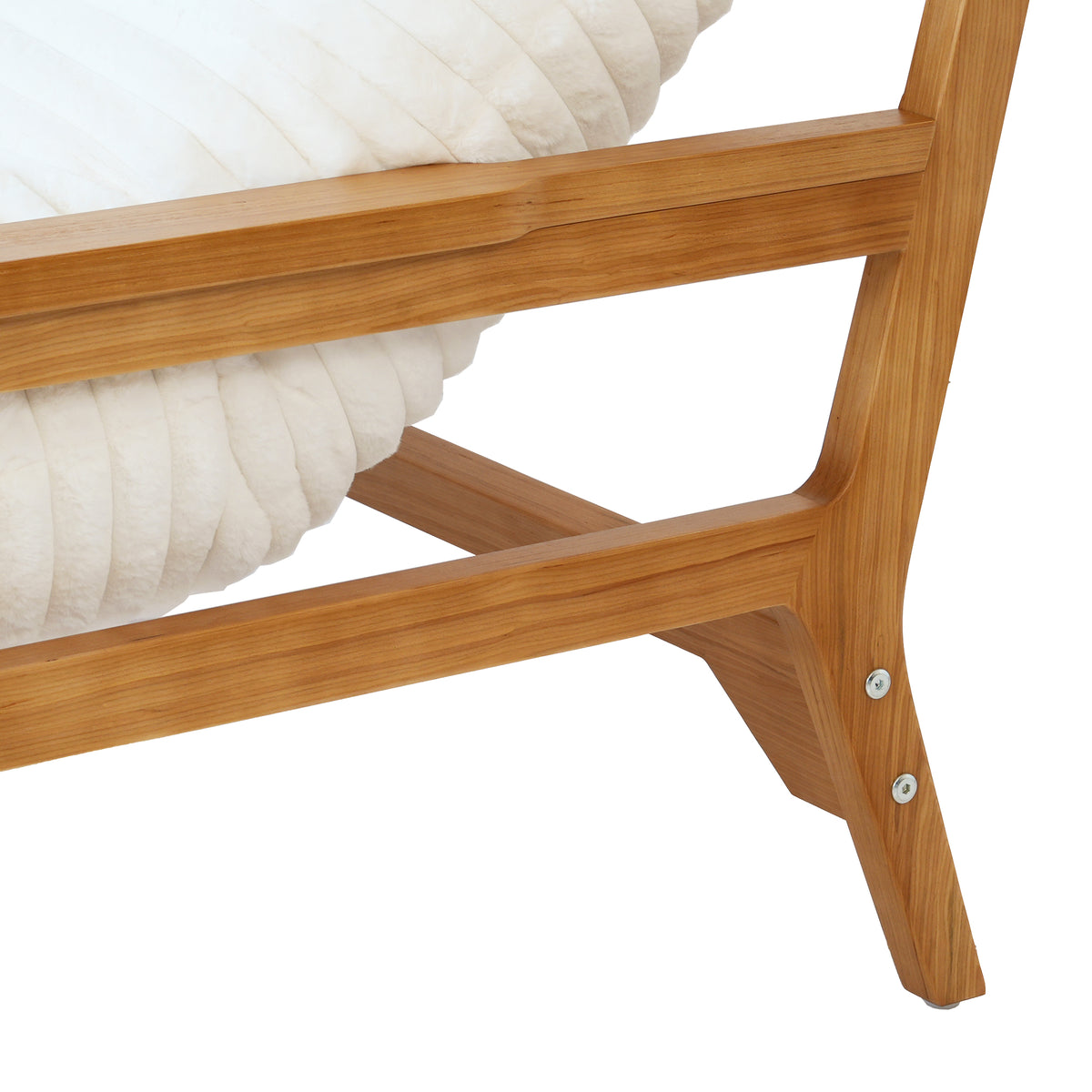 White Ash Wood Frame Chaise Lounge Accent Chair