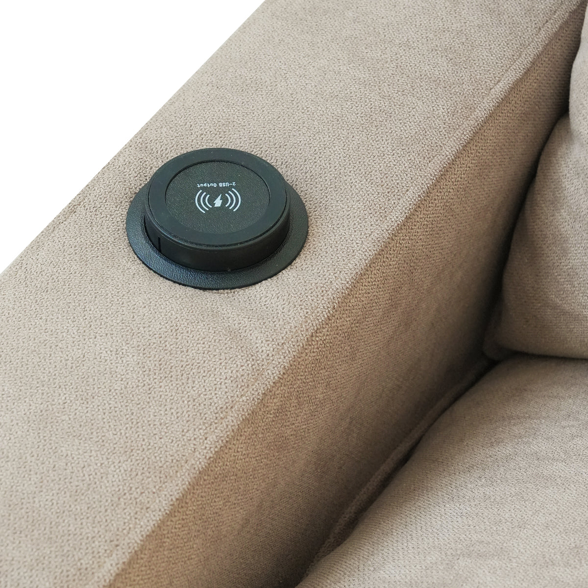 Contemporary Linen-Look Sectional with Wireless Charging