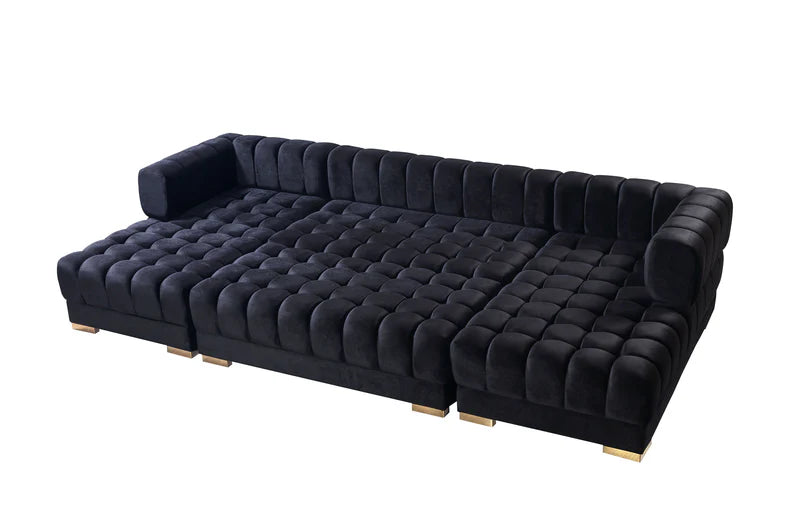 Ariana 138-Inch Velvet Double Chaise Sectional