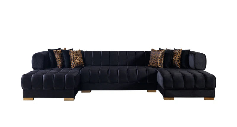 Ariana 138-Inch Velvet Double Chaise Sectional
