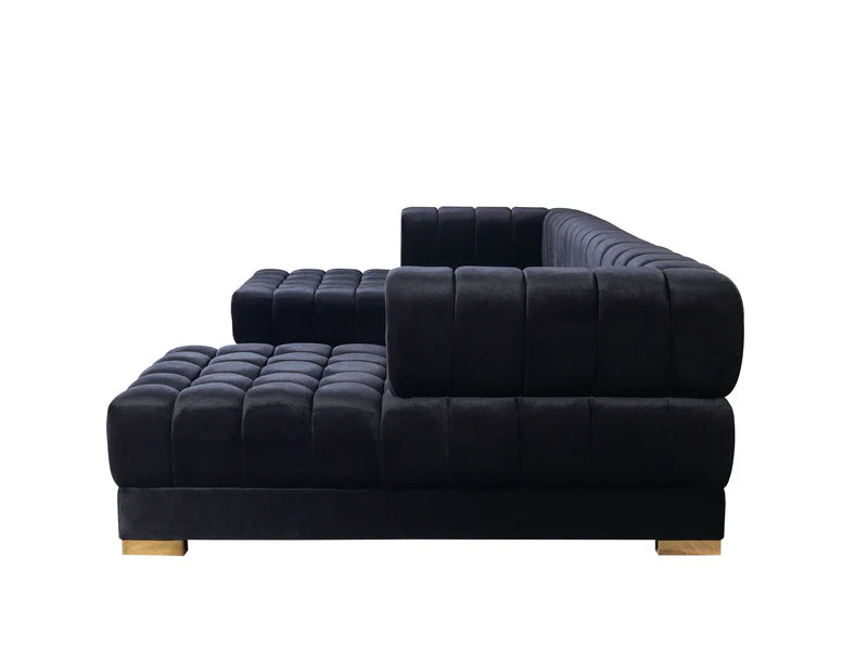 Ariana 138-Inch Velvet Double Chaise Sectional