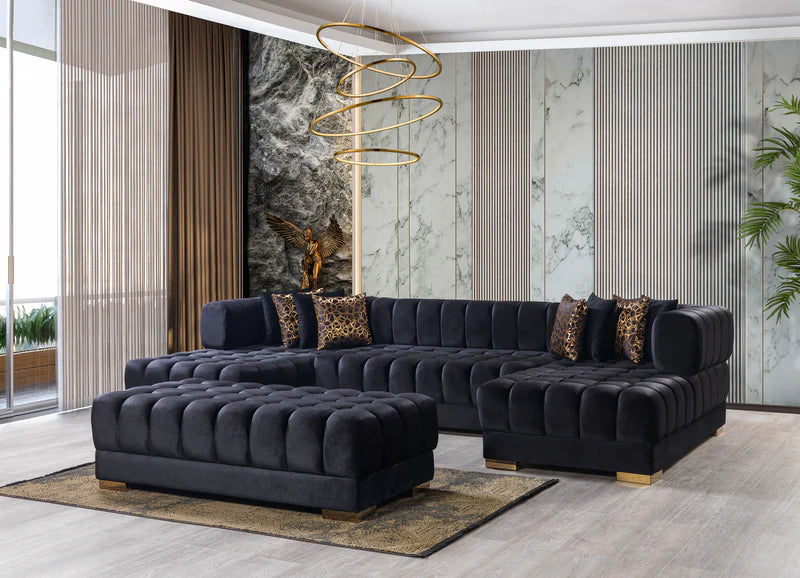Ariana 138-Inch Velvet Double Chaise Sectional