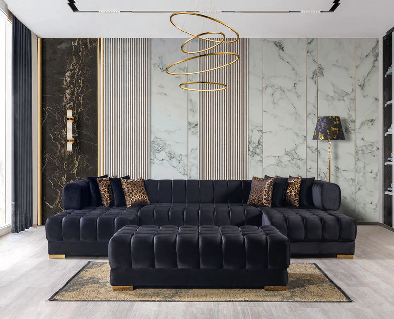 Ariana 138-Inch Velvet Double Chaise Sectional