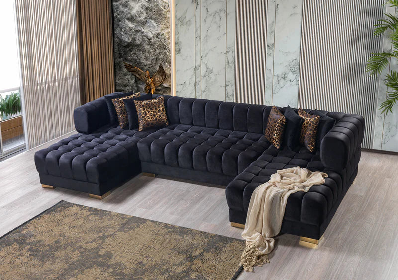 Ariana 138-Inch Velvet Double Chaise Sectional