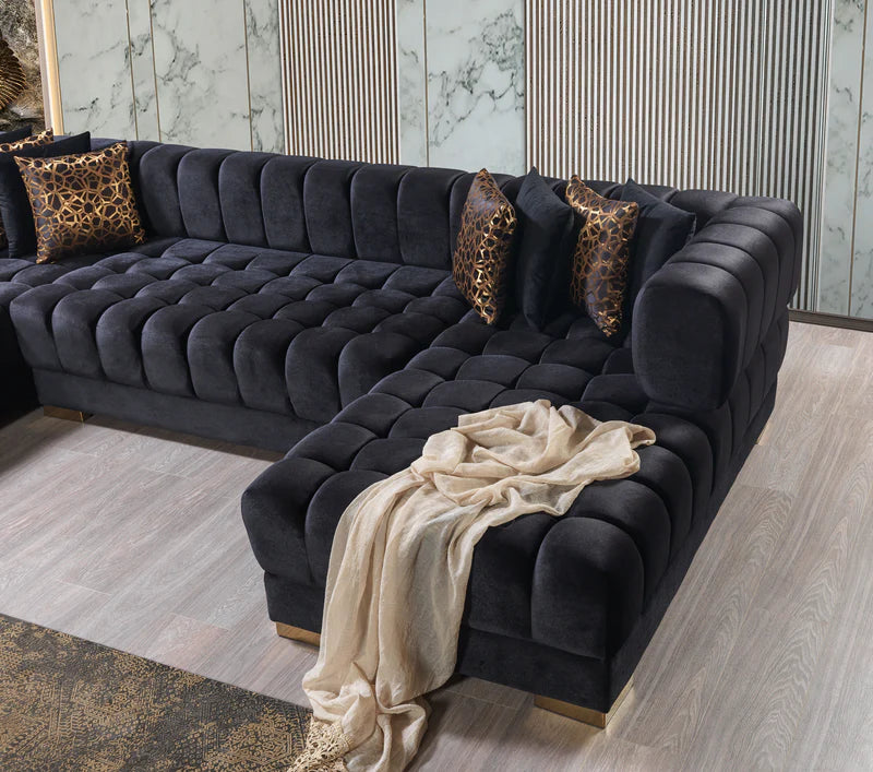 Ariana 138-Inch Velvet Double Chaise Sectional