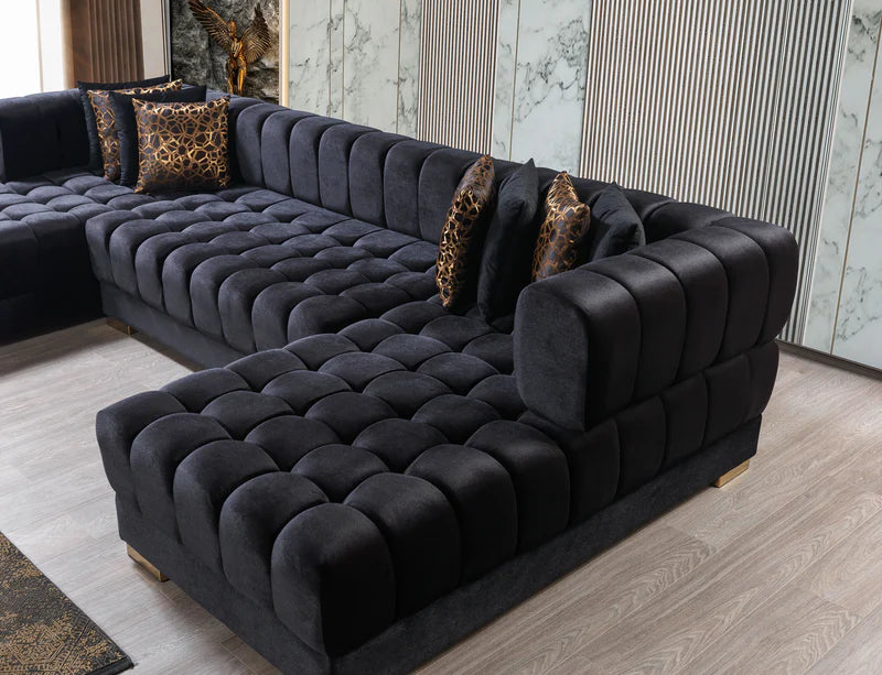 Ariana 138-Inch Velvet Double Chaise Sectional