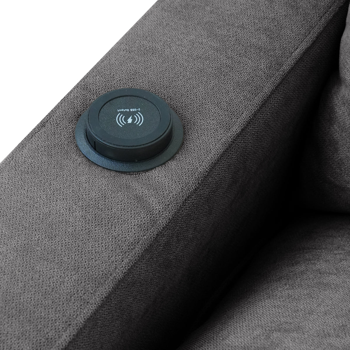 Contemporary Linen-Look Sectional with Wireless Charging