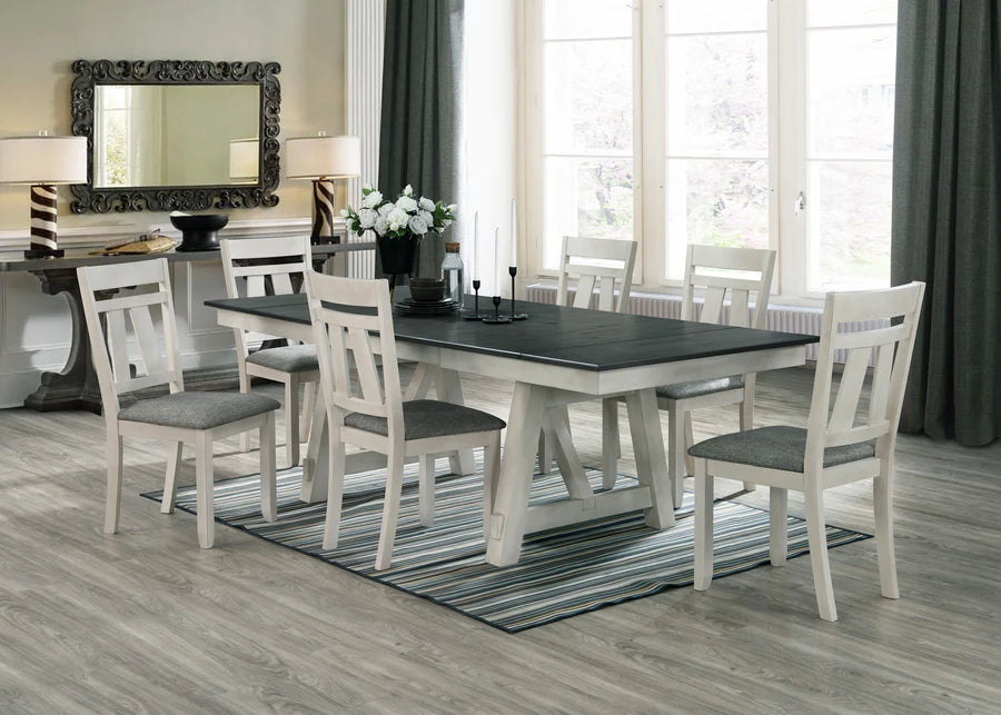 Maribelle Chalk Gray Extendable Dining Set