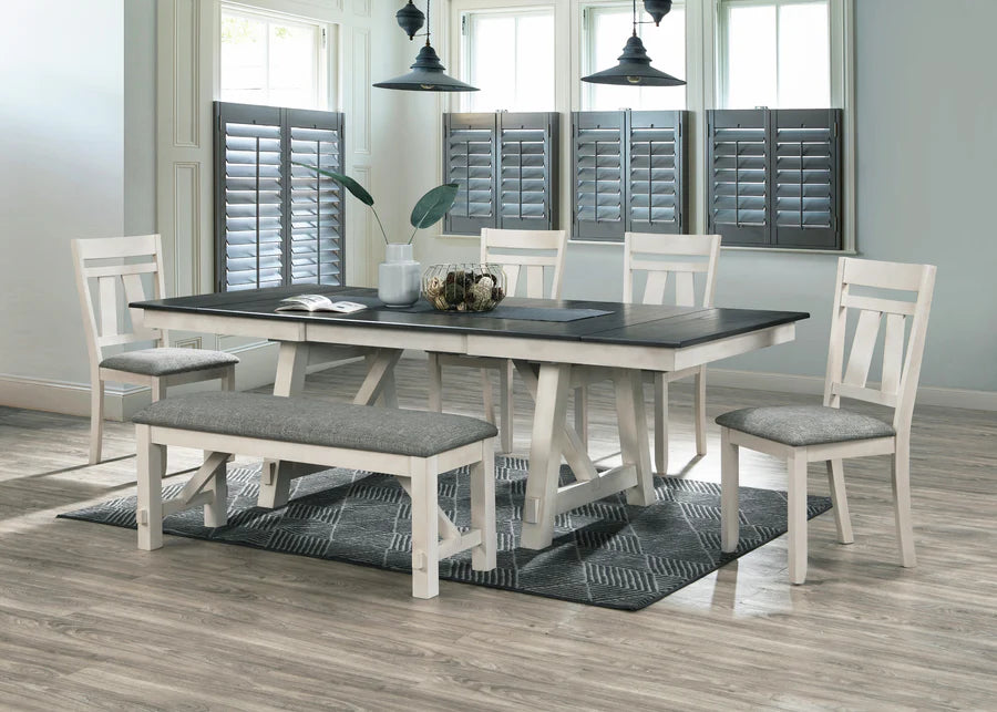 Maribelle Chalk Gray Extendable Dining Set