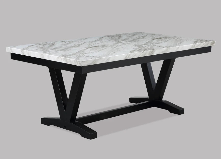 Tanner White & Black Faux Marble Dining Set