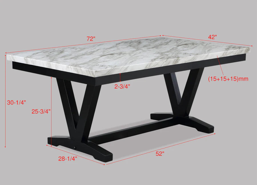 Tanner White & Black Faux Marble Dining Set