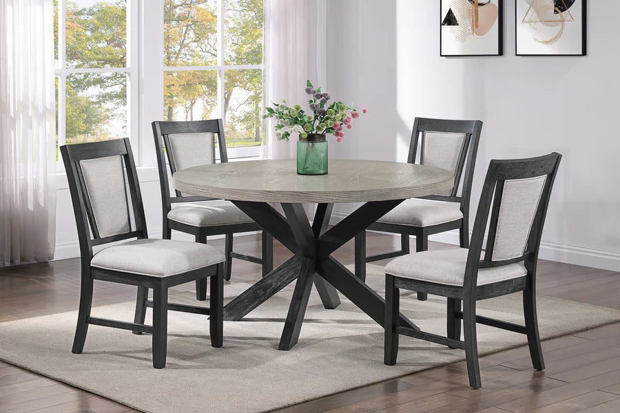 Stevens Charcoal & Light Gray Round Dining Set