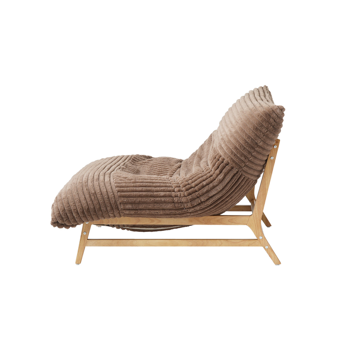 Corduroy Leisure Lounge Chair with Solid Wood Frame