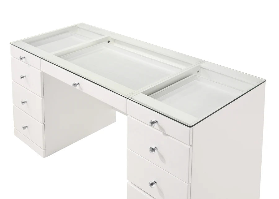 Avery White Makeup Vanity Set with LED Mirror