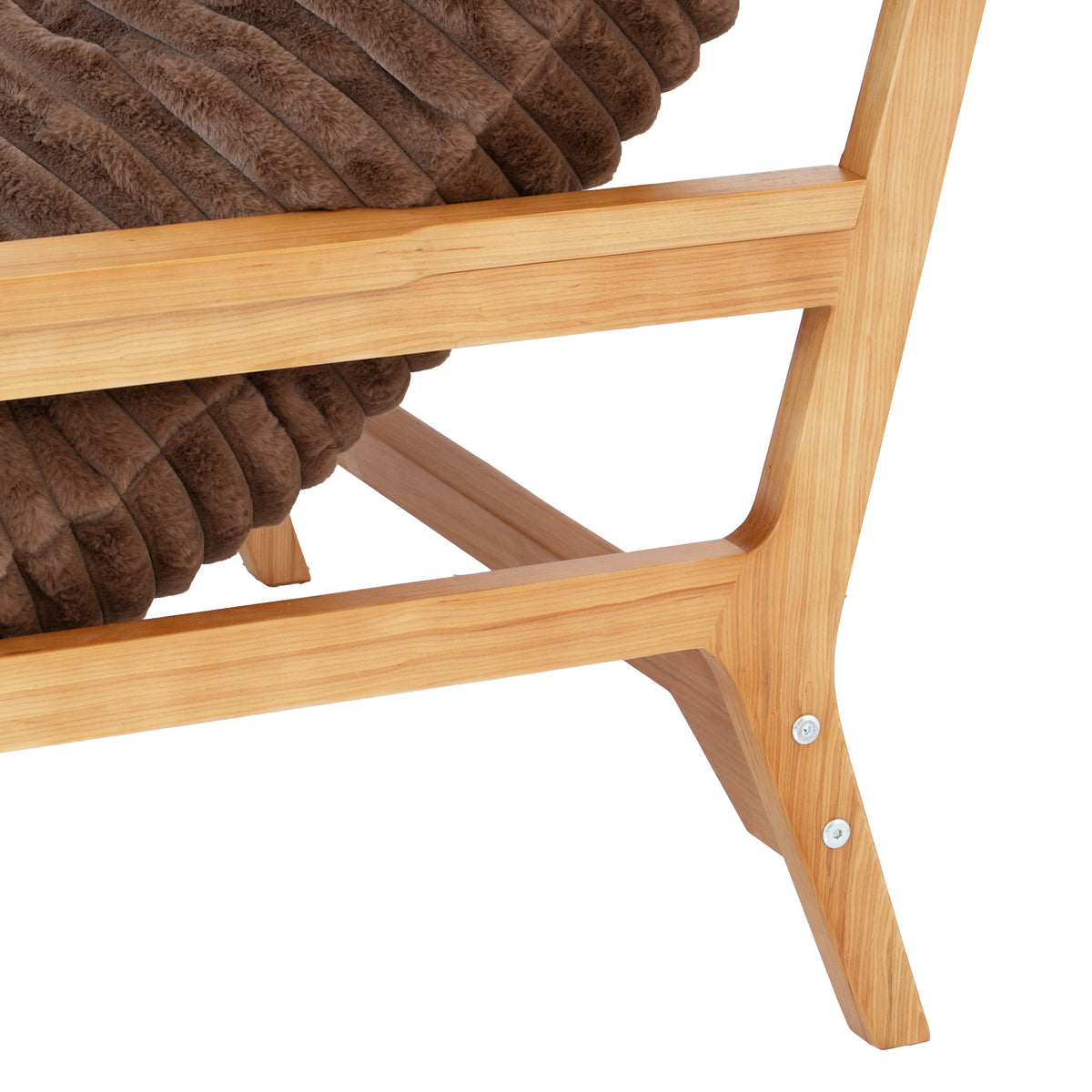 White Ash Wood Frame Chaise Lounge Accent Chair