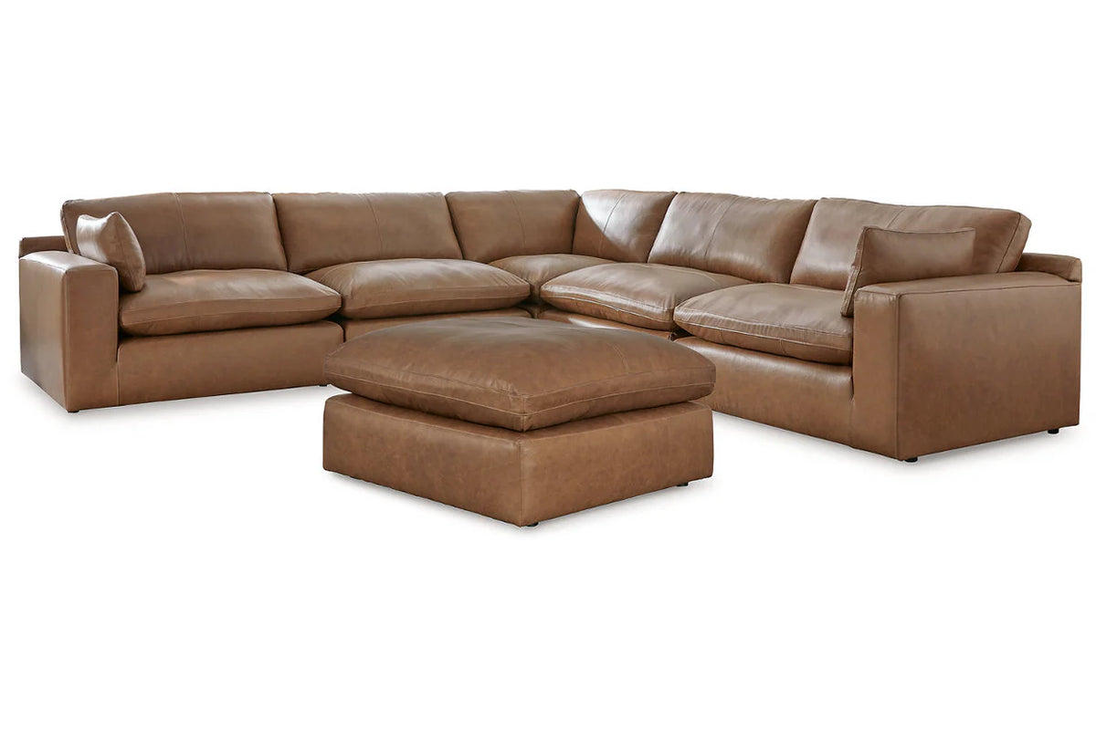 Emilia Caramel Sectional 5-Pieces with Ottoman