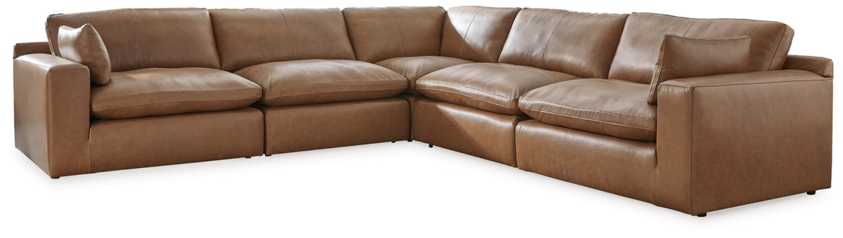 Seccional Emilia Caramel de 5 piezas con otomana