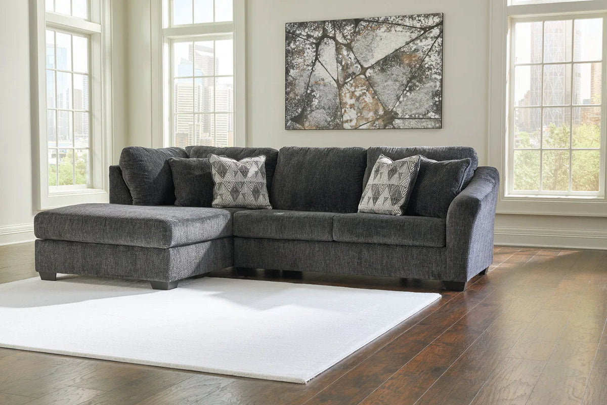 Seccional Biddeford Shadow de 2 piezas con chaise y cama