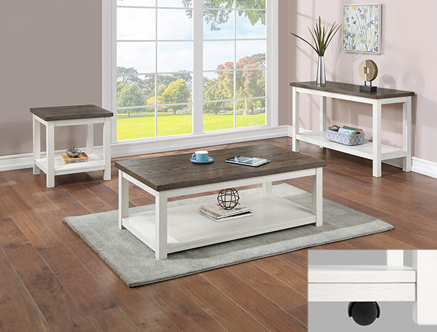 Dakota Chalk White 3-Piece Coffee & End Table Set