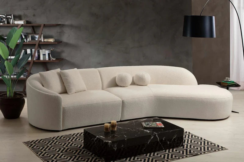 Cloe Ivory Boucle Curved Sectional