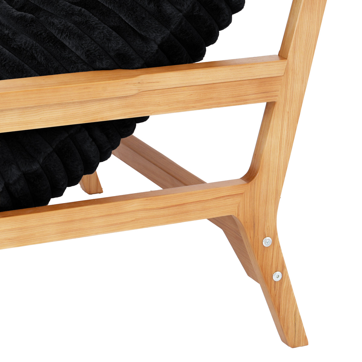 White Ash Wood Frame Chaise Lounge Accent Chair