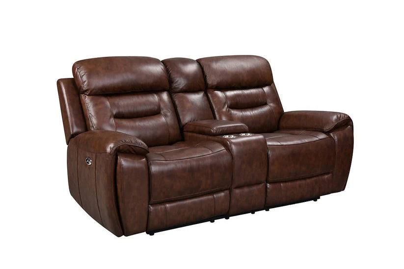 Rosewood Leather 3-Piece Power Reclining Set