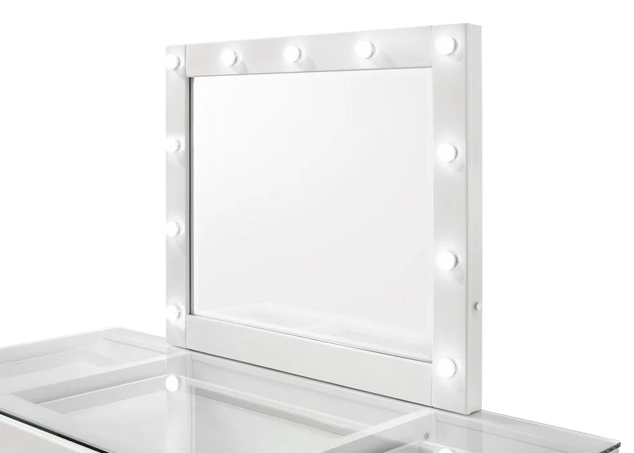 Avery White Makeup Vanity Set with LED Mirror