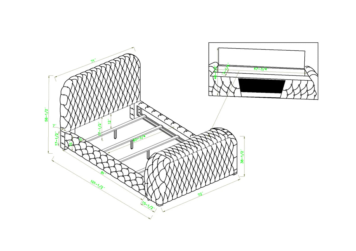 Natalia Upholstered Bedroom Set with TV Lift