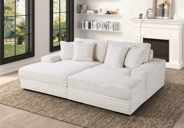 Chaise Lounge Loveseat, Gray or White
