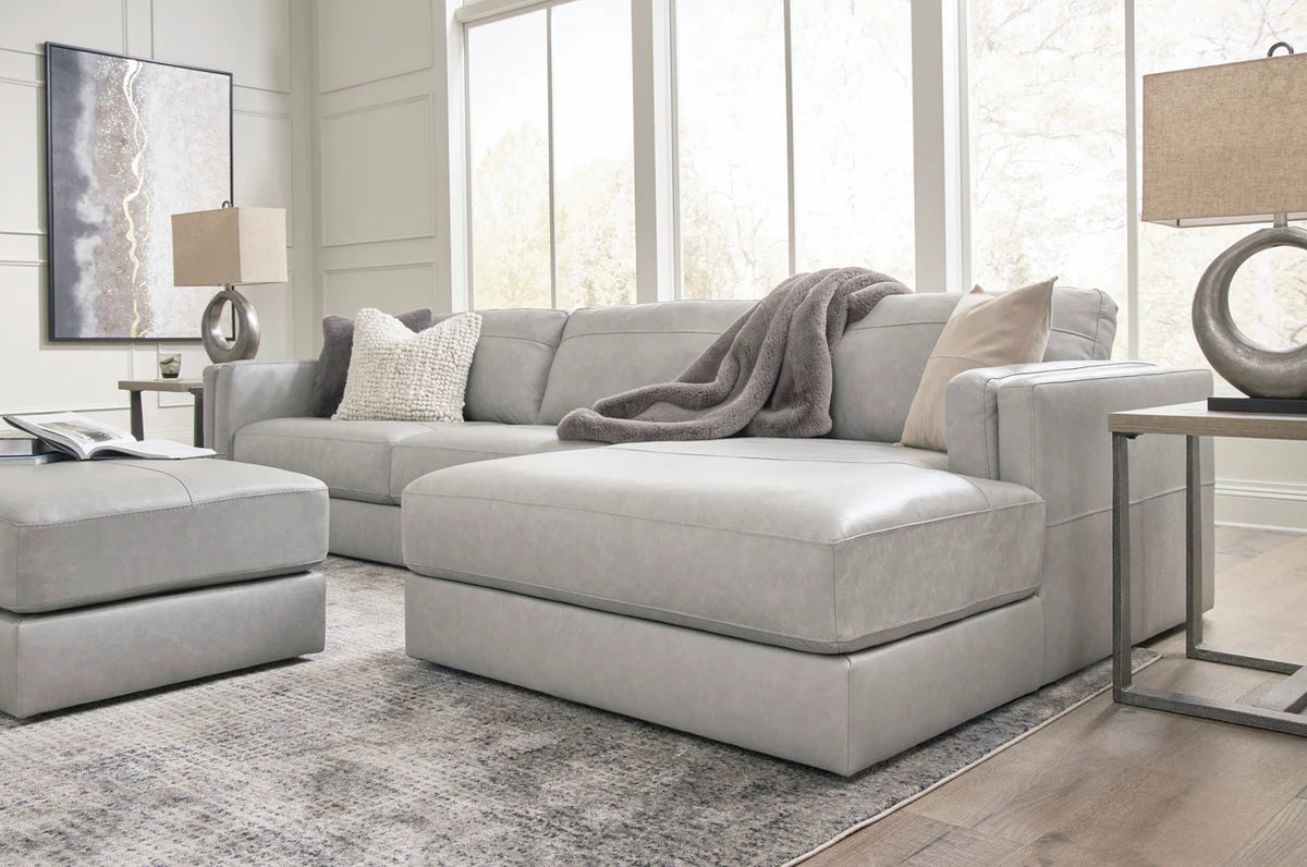Amiata Glacier Leather-Match 2-Piece RAF Chaise Sectional