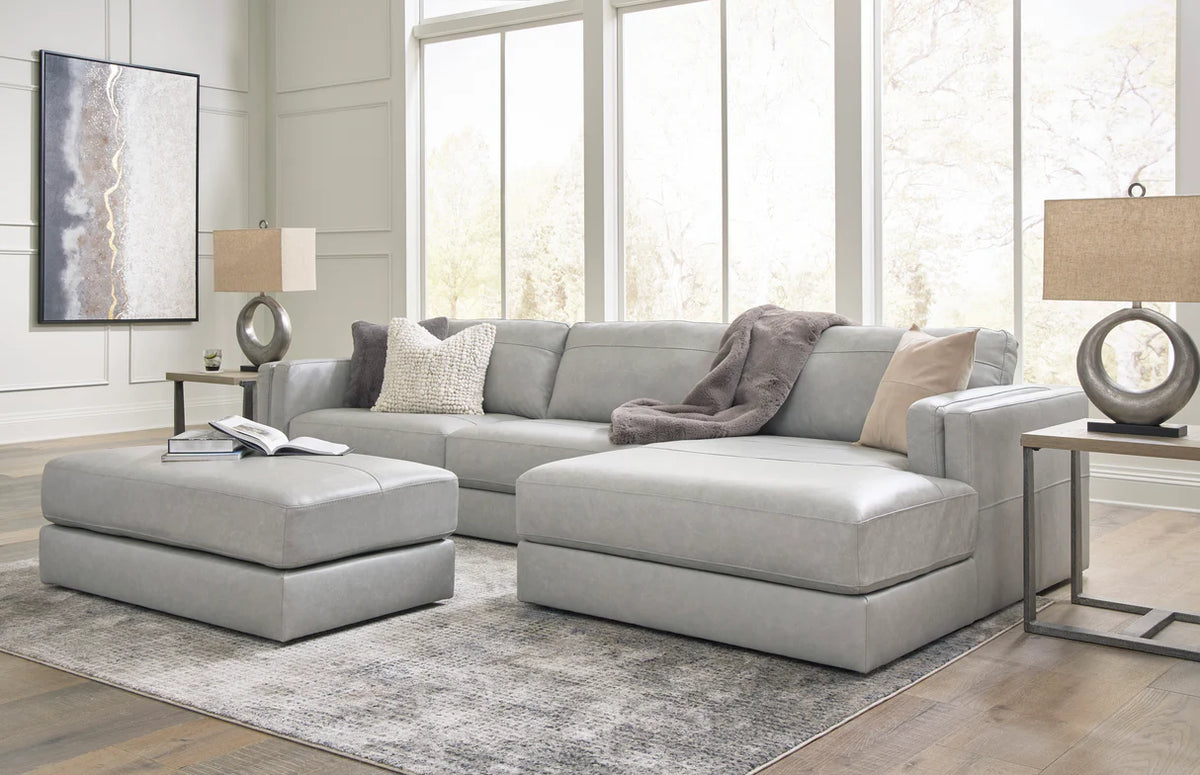 Amiata Glacier Leather-Match 2-Piece RAF Chaise Sectional