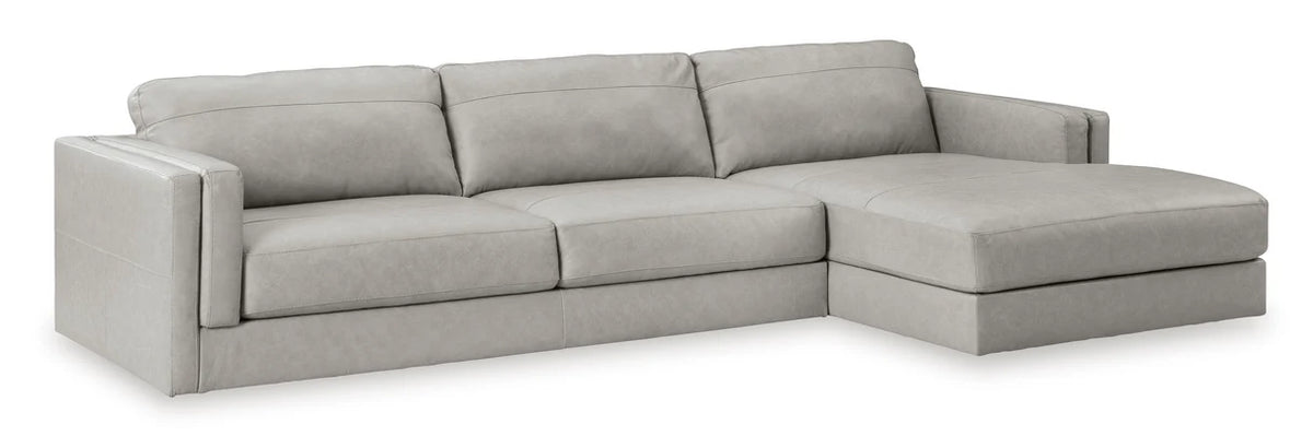 Amiata Glacier Leather-Match 2-Piece RAF Chaise Sectional