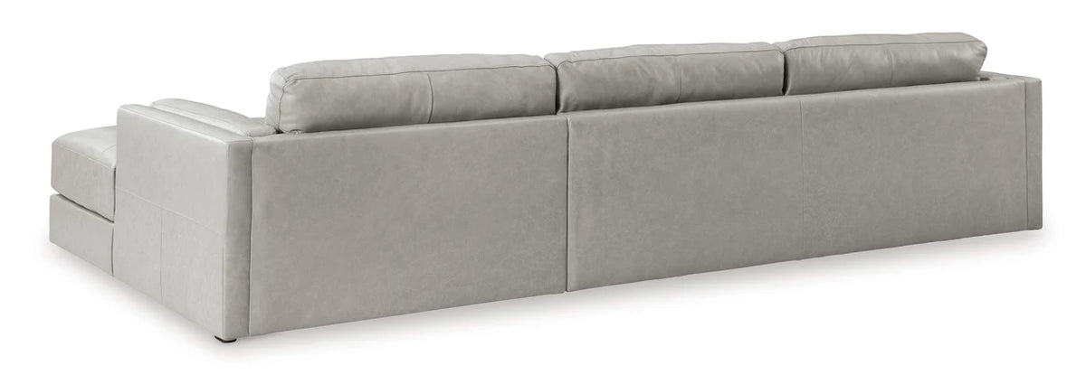 Amiata Glacier Leather-Match 2-Piece RAF Chaise Sectional