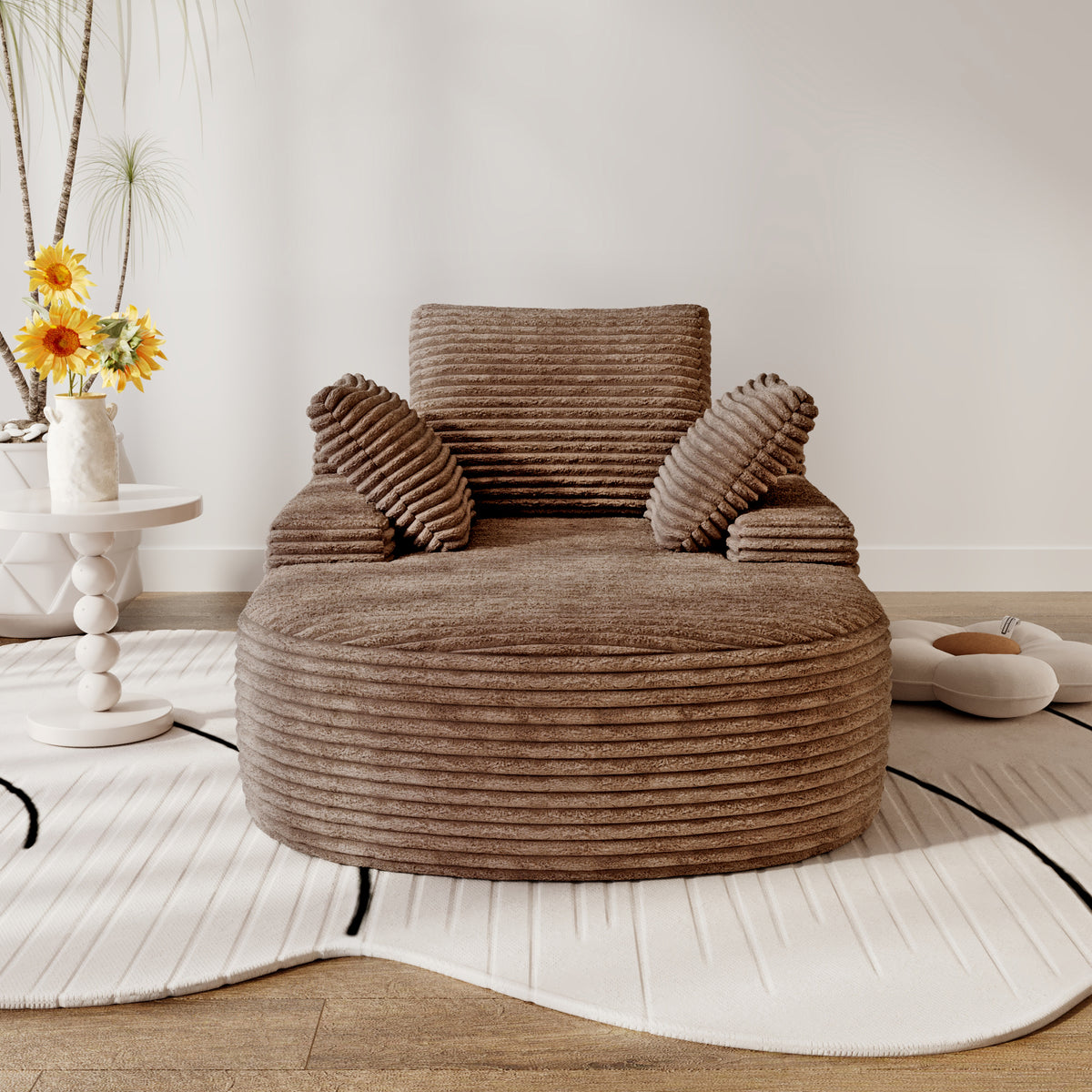 Corduroy Chaise Lounge Accent Chair with Dual Armrests