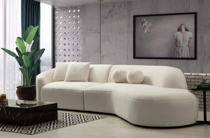 Cloe Ivory Bouclé Curved Sectional, RAF or LAF